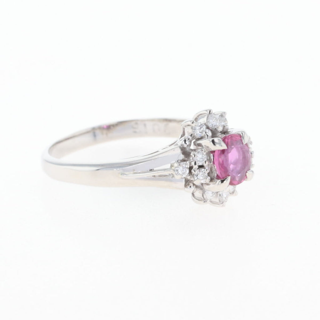 ルビー デザインリング プラチナ 指輪 メレダイヤ リング 12号 Pt900 ルビー ダイヤモンド レディース 【中古】nbjwl