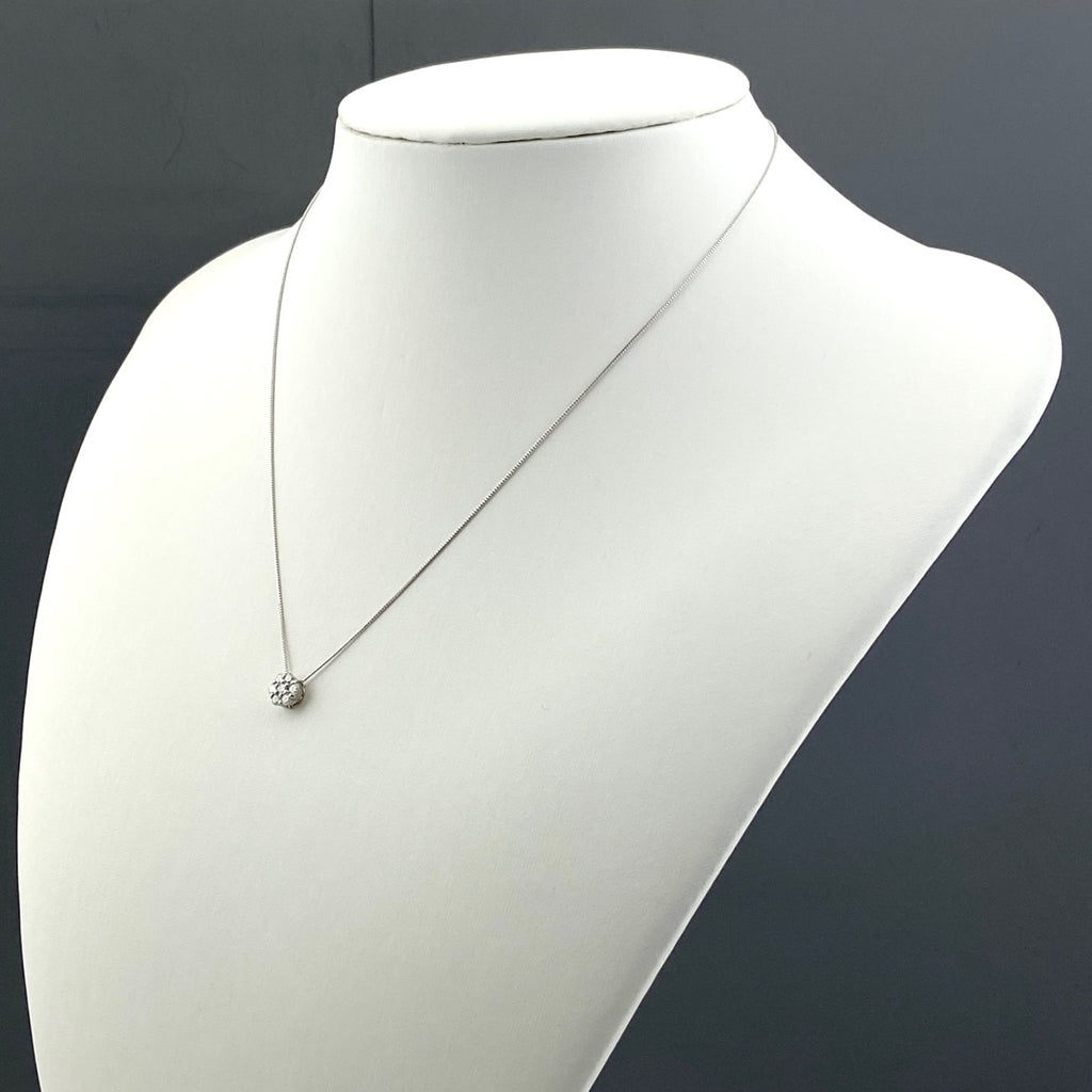 フラワーモチーフ デザインネックレス WG ホワイトゴールド ペンダント メレダイヤ 花 ネックレス K18 WG ダイヤモンド レディース 【中古】nbjwl