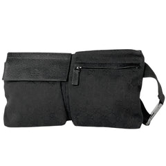 グッチ GG柄 ウエストバッグ ウエストポーチ ボディバッグ GGキャンバス ブラック 28566 レディース 【中古】brbag