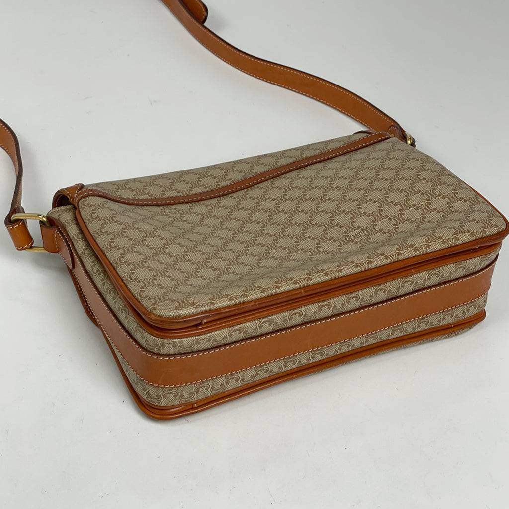 セリーヌ マカダム柄 ショルダーバッグ コーティングキャンバス ベージュ レディース 【中古】brbag