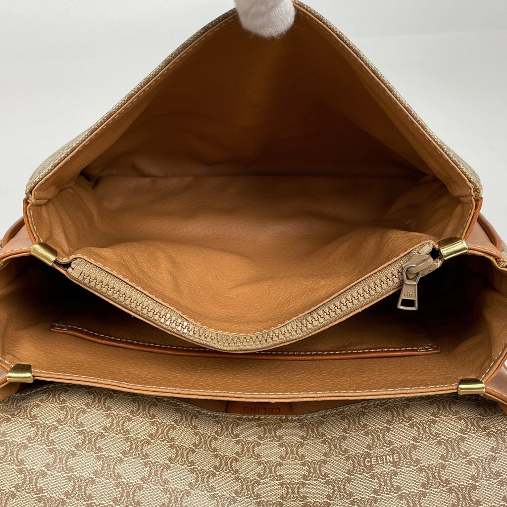 セリーヌ マカダム柄 ショルダーバッグ コーティングキャンバス ベージュ レディース 【中古】brbag
