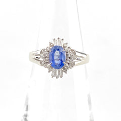 サファイア デザインリング プラチナ 指輪 メレダイヤ リング 11号 Pt900 サファイア ダイヤモンド レディース 【中古】nbjwl