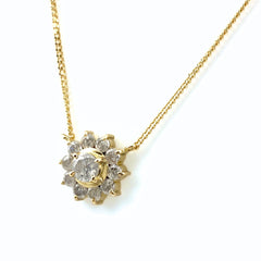 メレダイヤ デザインネックレス YG イエローゴールド ペンダント ネックレス K18 750 ダイヤモンド レディース 【中古】nbjwl