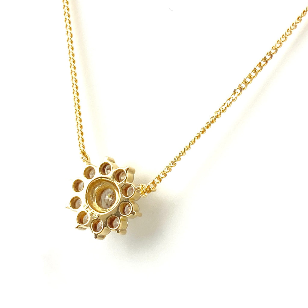 メレダイヤ デザインネックレス YG イエローゴールド ペンダント ネックレス K18 750 ダイヤモンド レディース 【中古】nbjwl