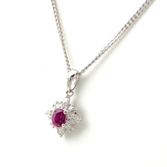 ルビー デザインネックレス プラチナ ペンダント メレダイヤ ネックレス Pt900 Pt850 ルビー レディース 【中古】nbjwl