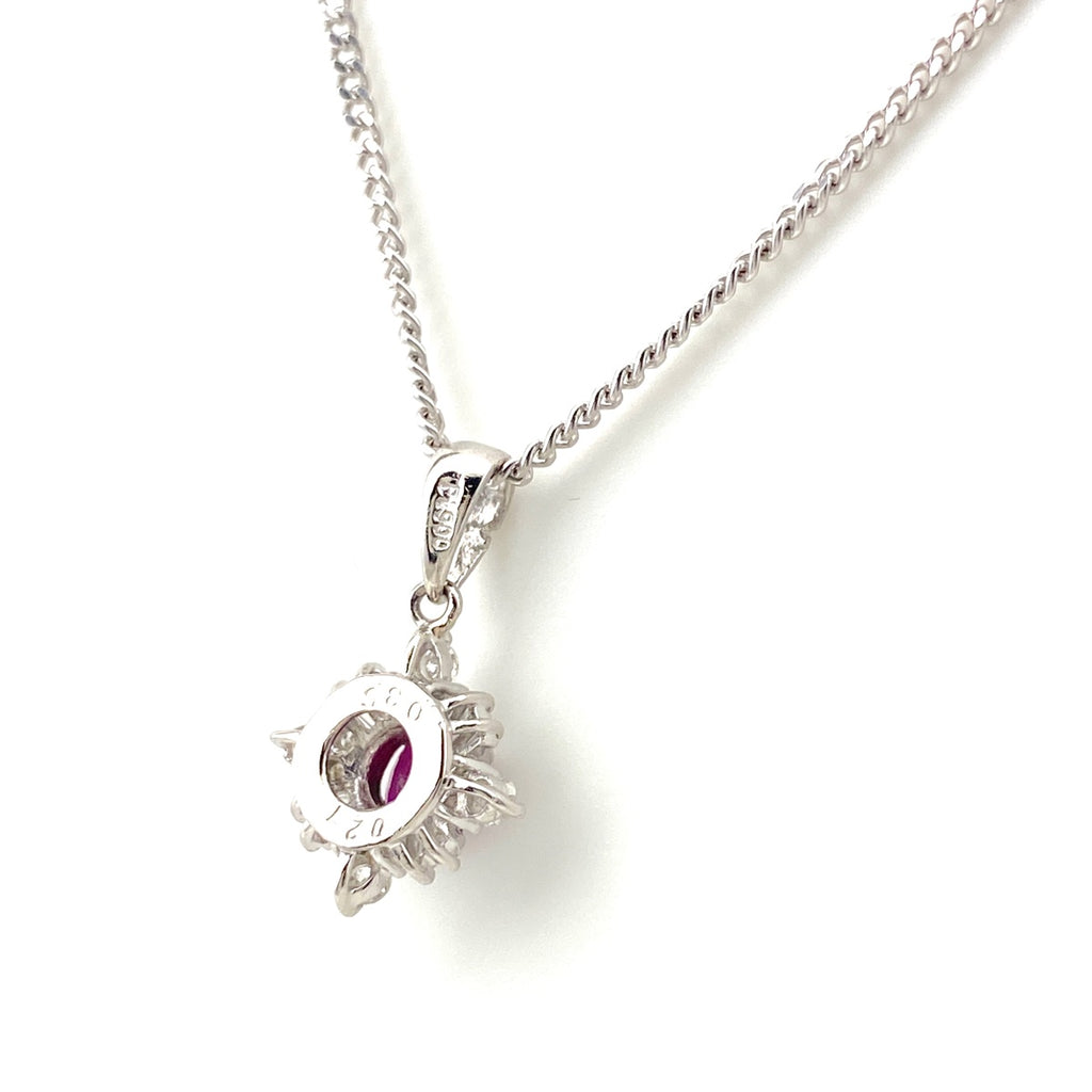 ルビー デザインネックレス プラチナ ペンダント メレダイヤ ネックレス Pt900 Pt850 ルビー レディース 【中古】nbjwl