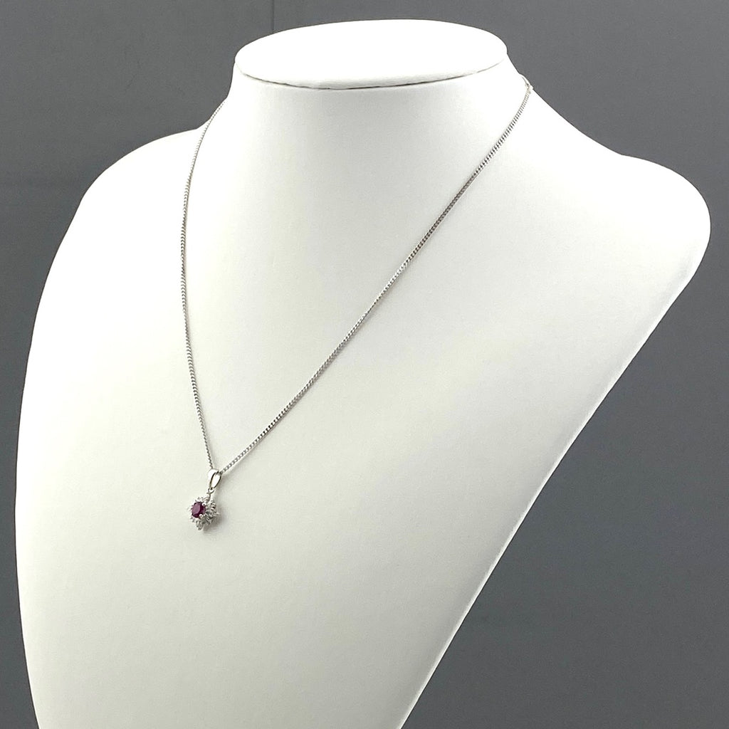 ルビー デザインネックレス プラチナ ペンダント メレダイヤ ネックレス Pt900 Pt850 ルビー レディース 【中古】nbjwl