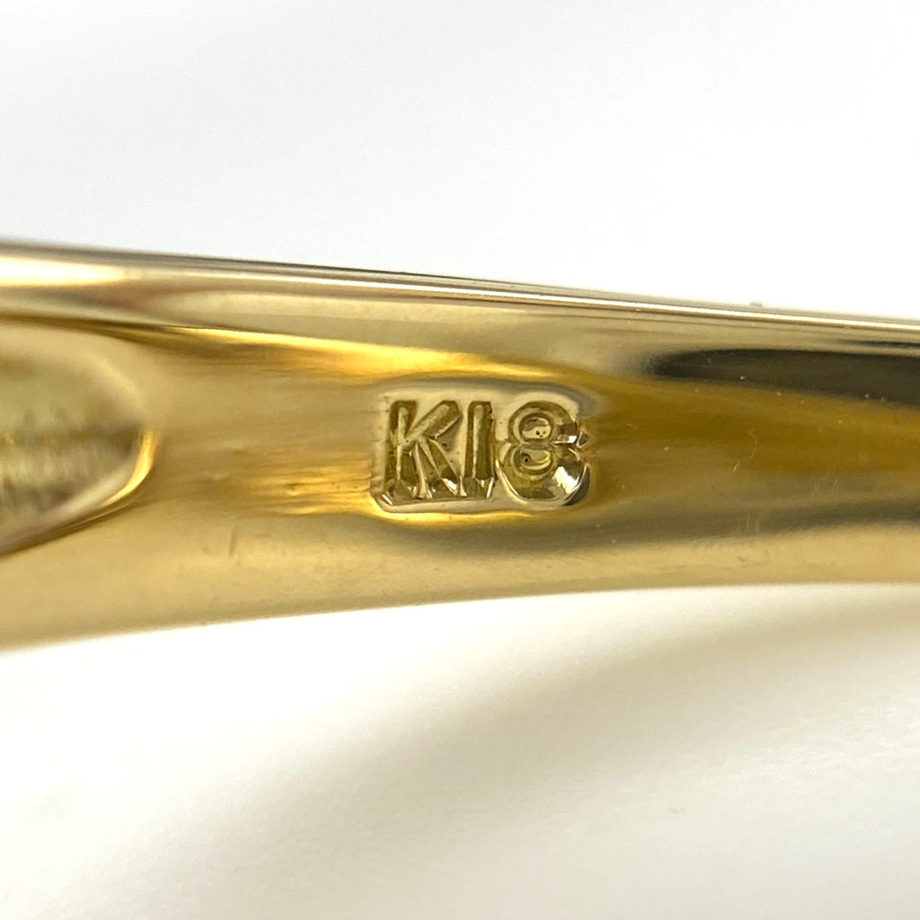 フラワーモチーフ デザインリング YG イエローゴールド 指輪 メレダイヤ 花 リング 14号 K18 ダイヤモンド レディース 【中古】nbjwl