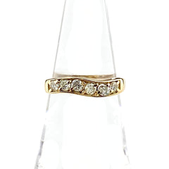 メレダイヤ デザインリング YG イエローゴールド 指輪 リング 12号 K18 ダイヤモンド レディース 【中古】nbjwl