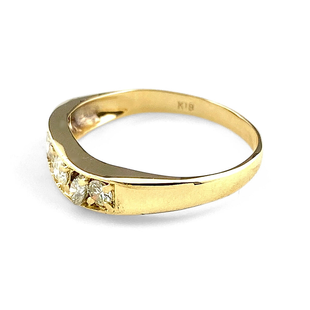 メレダイヤ デザインリング YG イエローゴールド 指輪 リング 12号 K18 ダイヤモンド レディース 【中古】nbjwl