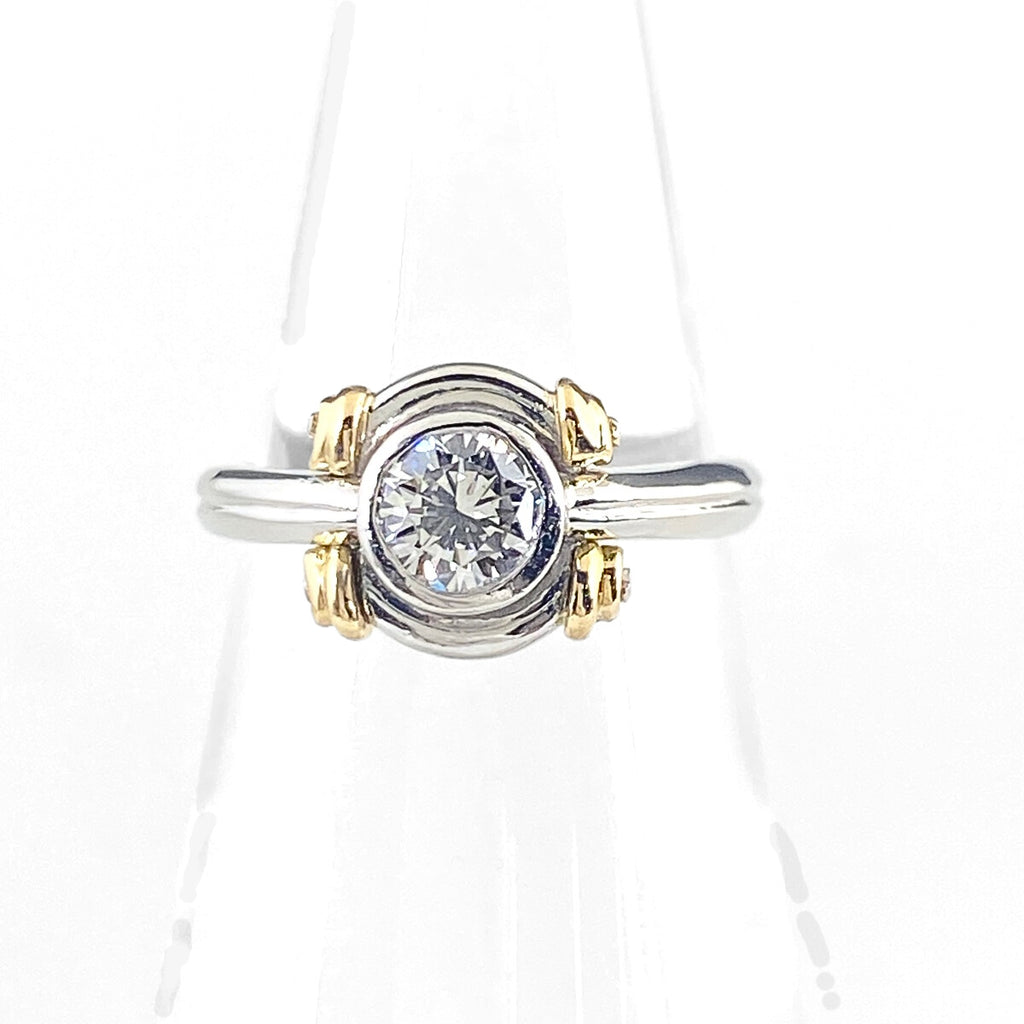 ダイヤモンド デザインリング プラチナ 指輪 リング 4.5号 Pt900 K18 ダイヤモンド レディース 【中古】nbjwl