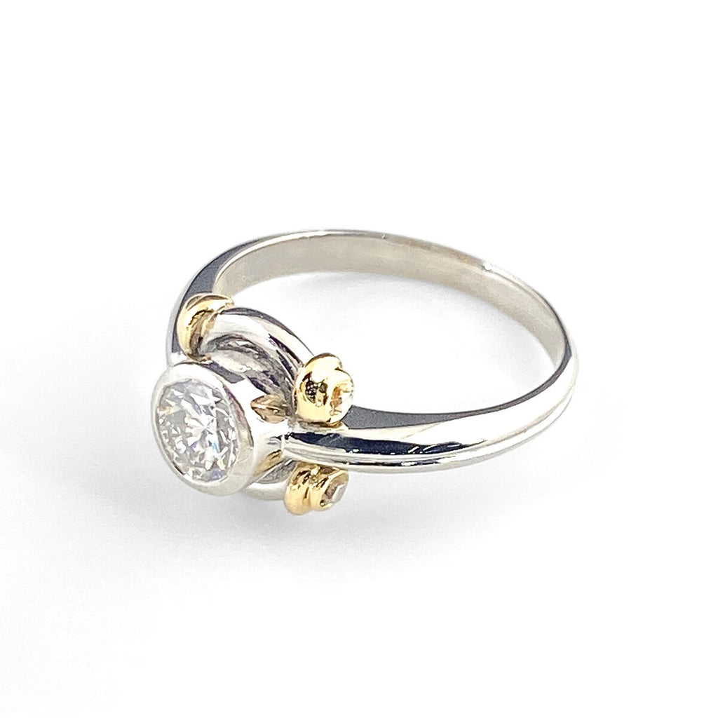 ダイヤモンド デザインリング プラチナ 指輪 リング 4.5号 Pt900 K18 ダイヤモンド レディース 【中古】nbjwl