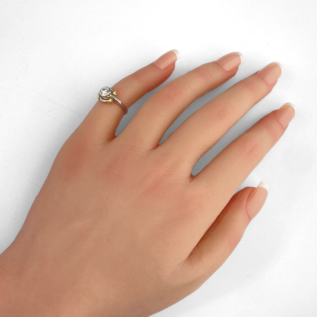 ダイヤモンド デザインリング プラチナ 指輪 リング 4.5号 Pt900 K18 ダイヤモンド レディース 【中古】nbjwl