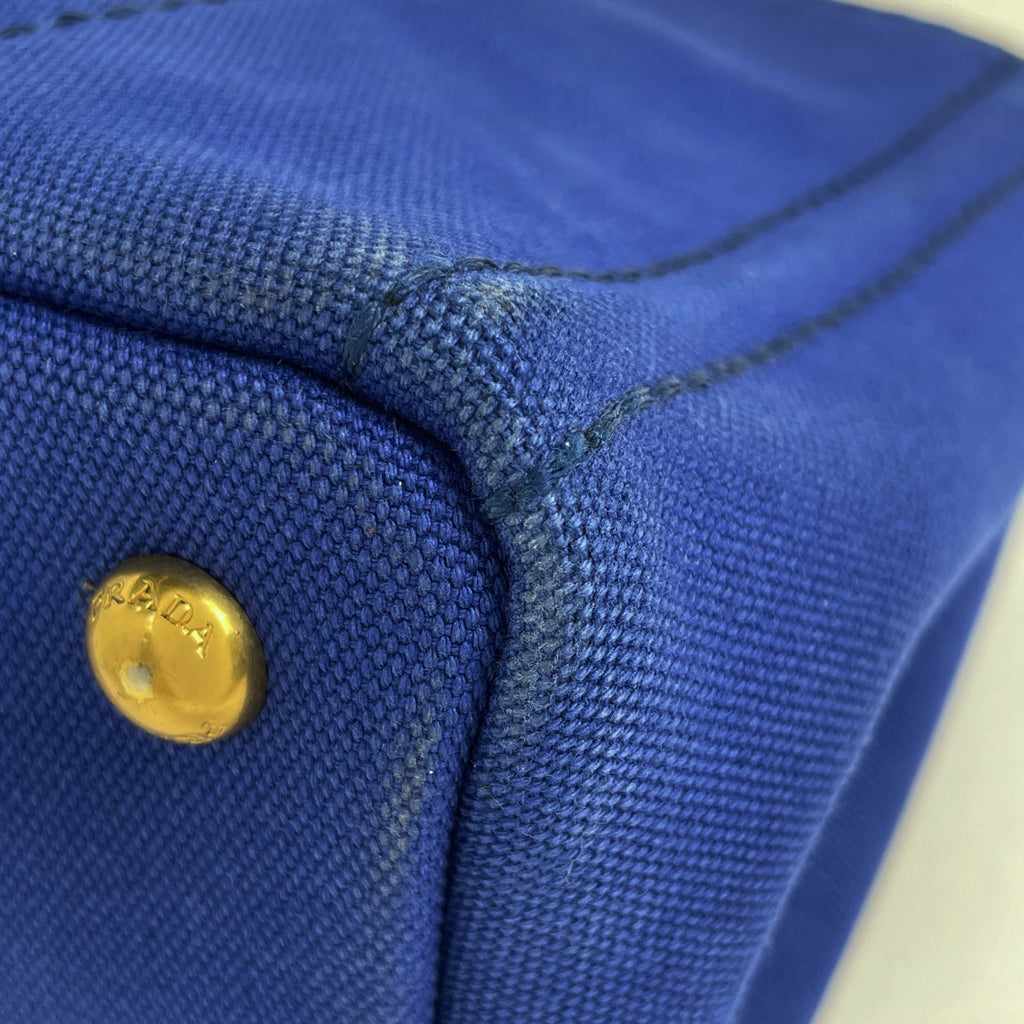 プラダ カナパ トート ミニ ハンドバッグ トートバッグ キャンバス ブルー レディース 【中古】brbag
