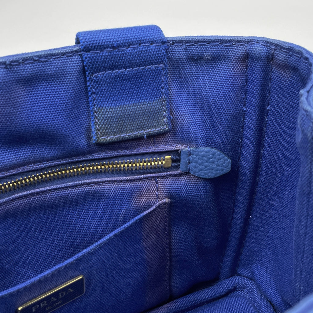プラダ カナパ トート ミニ ハンドバッグ トートバッグ キャンバス ブルー レディース 【中古】brbag