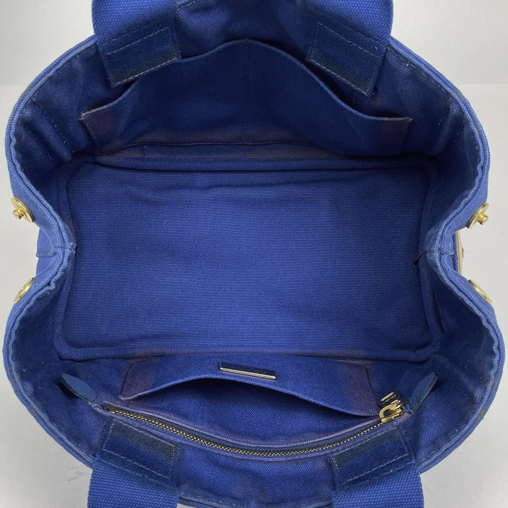 プラダ カナパ トート ミニ ハンドバッグ トートバッグ キャンバス ブルー レディース 【中古】brbag