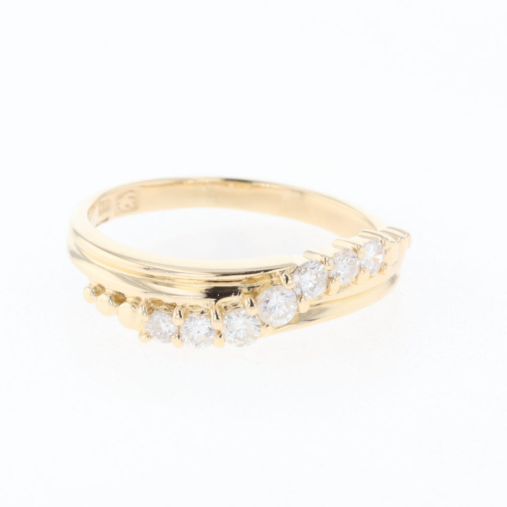 メレダイヤ デザインリング YG イエローゴールド 指輪 リング 6.5号 K18 ダイヤモンド レディース 【中古】nbjwl