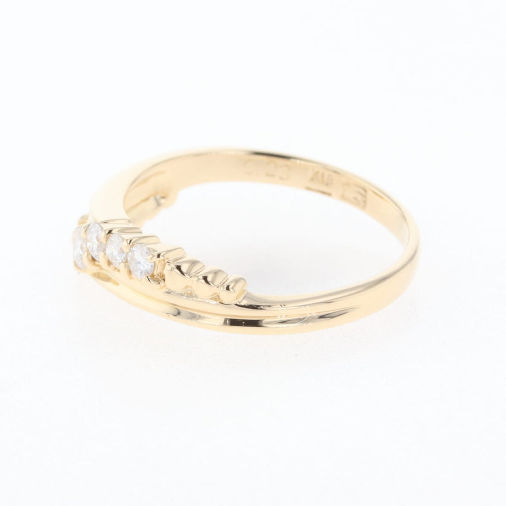 メレダイヤ デザインリング YG イエローゴールド 指輪 リング 6.5号 K18 ダイヤモンド レディース 【中古】nbjwl