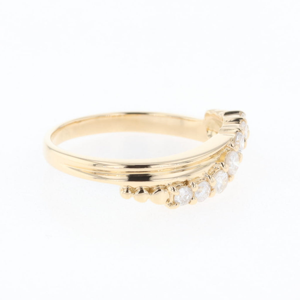 メレダイヤ デザインリング YG イエローゴールド 指輪 リング 6.5号 K18 ダイヤモンド レディース 【中古】nbjwl