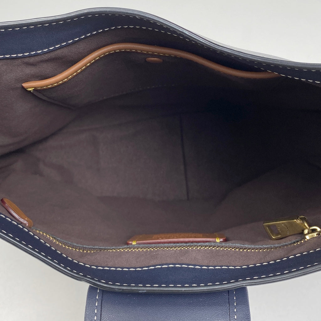 コーチ クーリエ ミディアム ホーボー ショルダーバッグ レザー ネイビー 88349 レディース 【中古】brbag