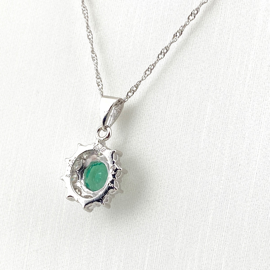 エメラルド デザインネックレス プラチナ ペンダント メレダイヤ ダイヤモンド ネックレス Pt900 Pt850 エメラルド レディース 【中古】nbjwl
