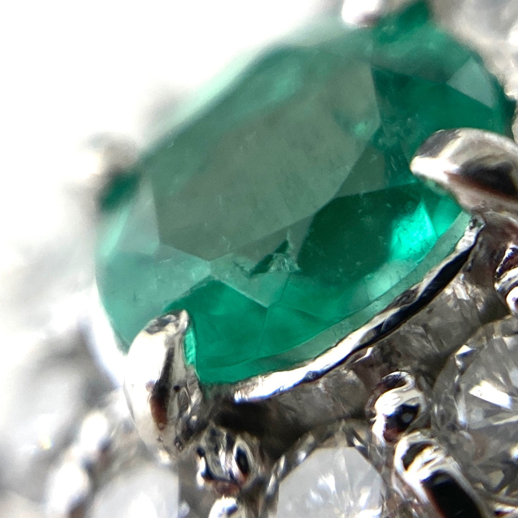 エメラルド デザインネックレス プラチナ ペンダント メレダイヤ ダイヤモンド ネックレス Pt900 Pt850 エメラルド レディース 【中古】nbjwl