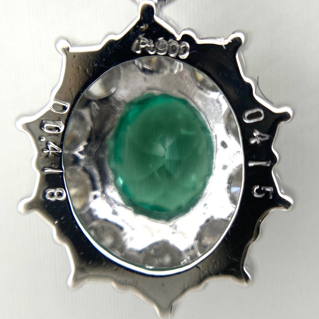 エメラルド デザインネックレス プラチナ ペンダント メレダイヤ ダイヤモンド ネックレス Pt900 Pt850 エメラルド レディース 【中古】nbjwl