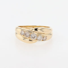 メレダイヤ デザインリング YG イエローゴールド 指輪 リング 11号 K18 ダイヤモンド レディース 【中古】nbjwl