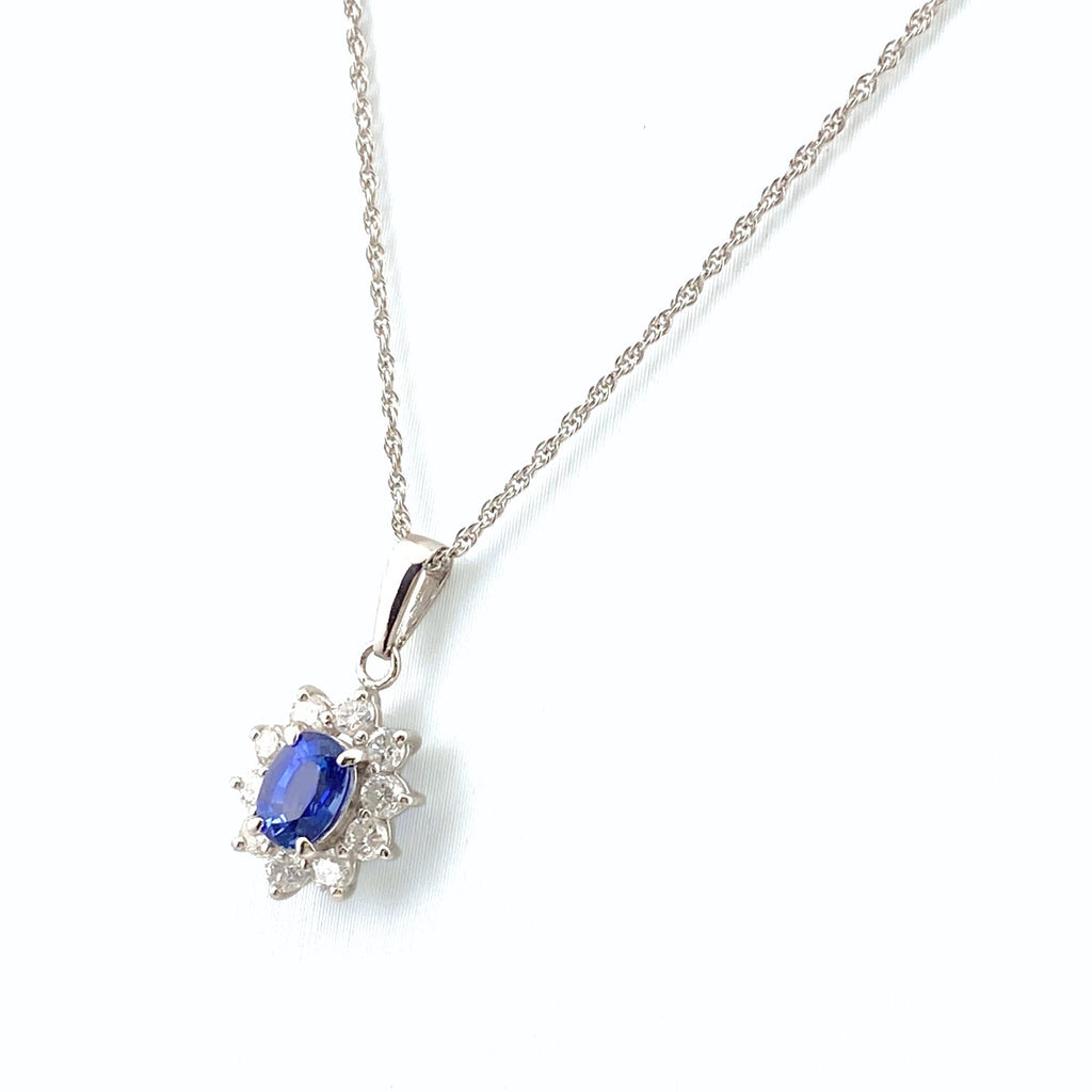 サファイア デザインネックレス プラチナ ペンダント メレダイヤ ダイヤモンド ネックレス Pt900 Pt850 サファイア レディース 【中古】nbjwl