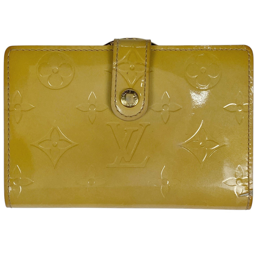ルイ・ヴィトン ポルト モネ ビエ ヴィエノワ がま口 エナメル 二つ折り財布 モノグラムヴェルニ ベージュ M91210 レディース 【中古】brbag