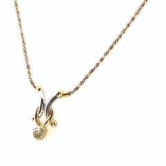 ダイヤモンド デザインネックレス プラチナ YG イエローゴールド ペンダント ネックレス K18 Pt850 ダイヤモンド レディース 【中古】nbjwl