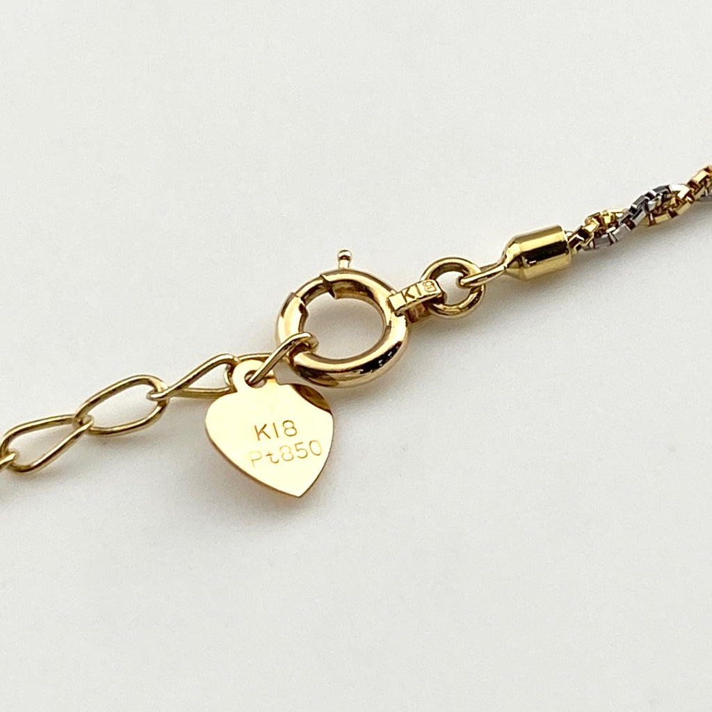 ダイヤモンド デザインネックレス プラチナ YG イエローゴールド ペンダント ネックレス K18 Pt850 ダイヤモンド レディース 【中古】nbjwl