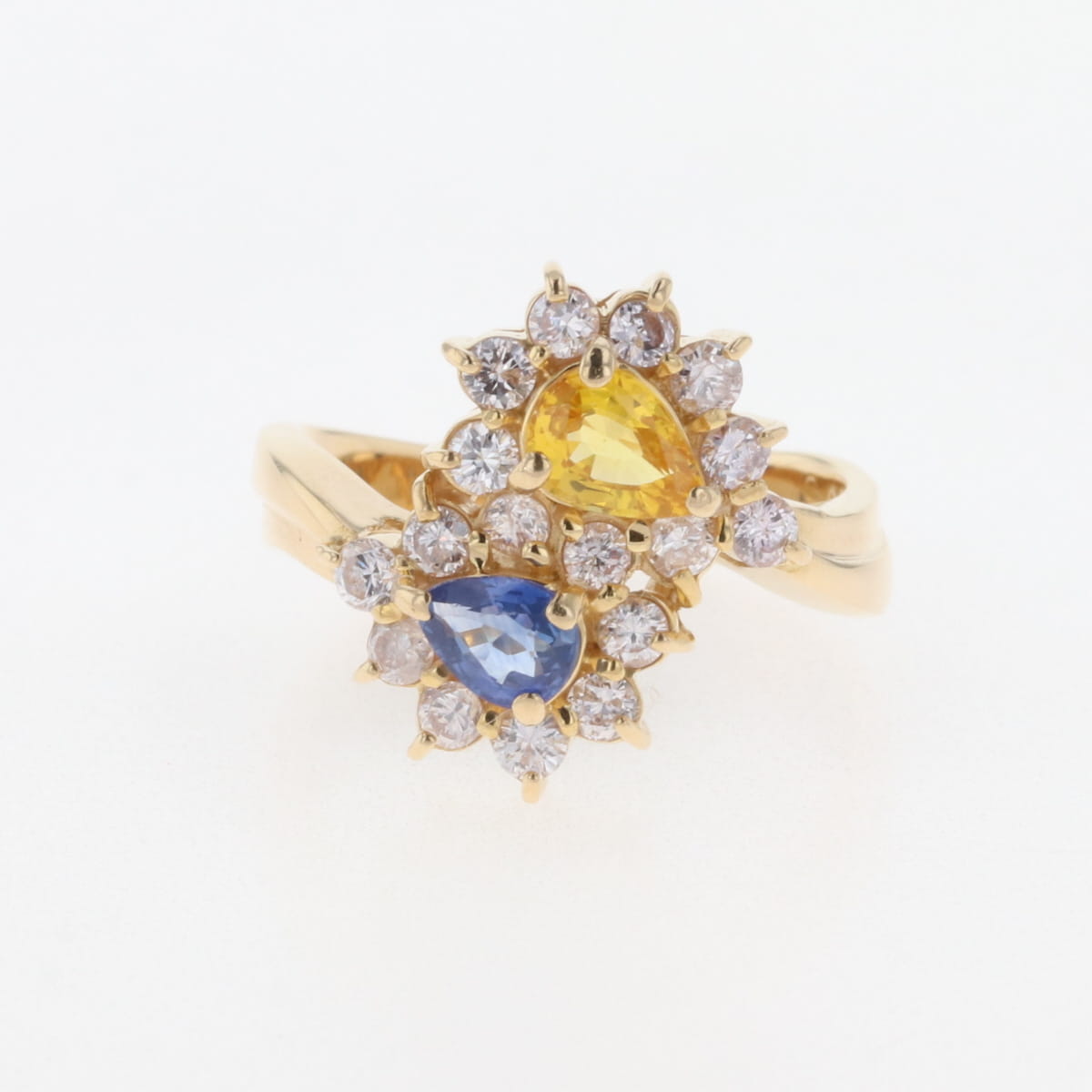18金 サファイア デザインリング 18.5号 時計ベルト風デザイン サファイア 1.308ct ダイヤモンド