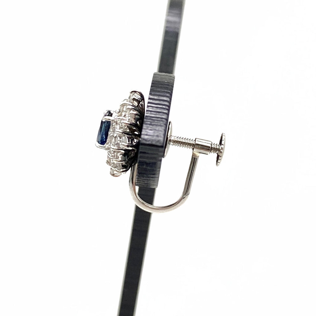 サファイア デザインイヤリング プラチナ メレダイヤ ダイヤモンド イヤリング Pt900 Pt850 サファイア レディース 【中古】nbjwl