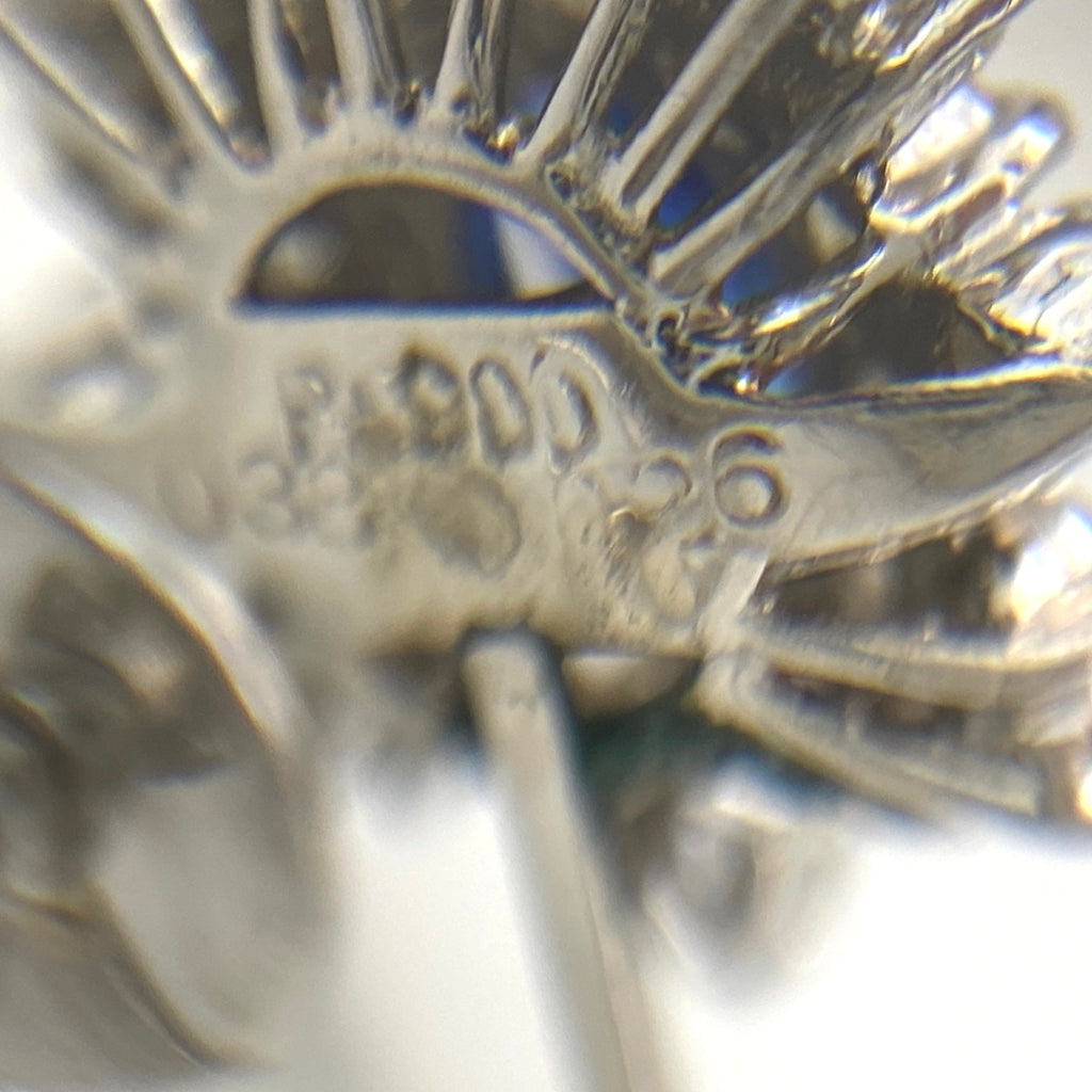 サファイア デザインイヤリング プラチナ メレダイヤ ダイヤモンド イヤリング Pt900 Pt850 サファイア レディース 【中古】nbjwl