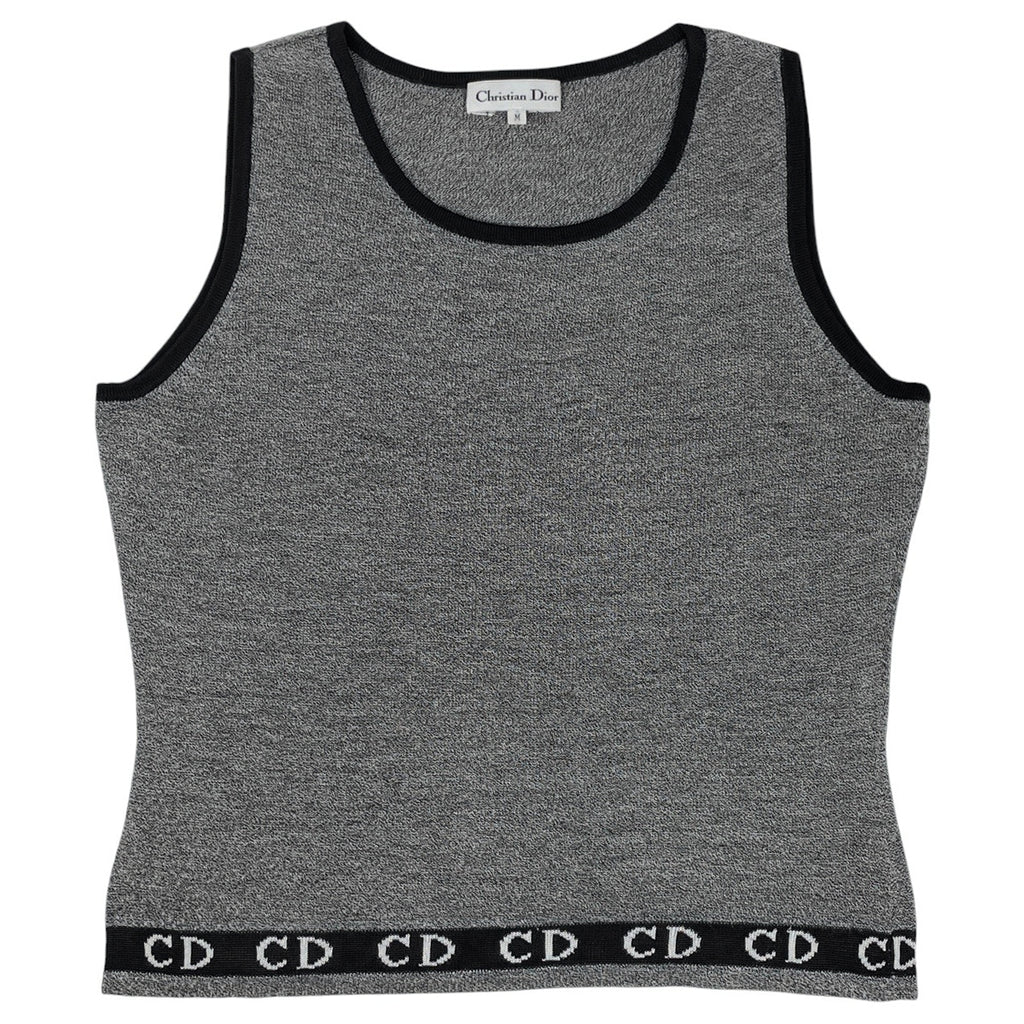 クリスチャンディオール ロゴ ノースリーブ カットソー ニット CD トップス カットソー レーヨン アクリル グレー レディース 【中古】 brapp