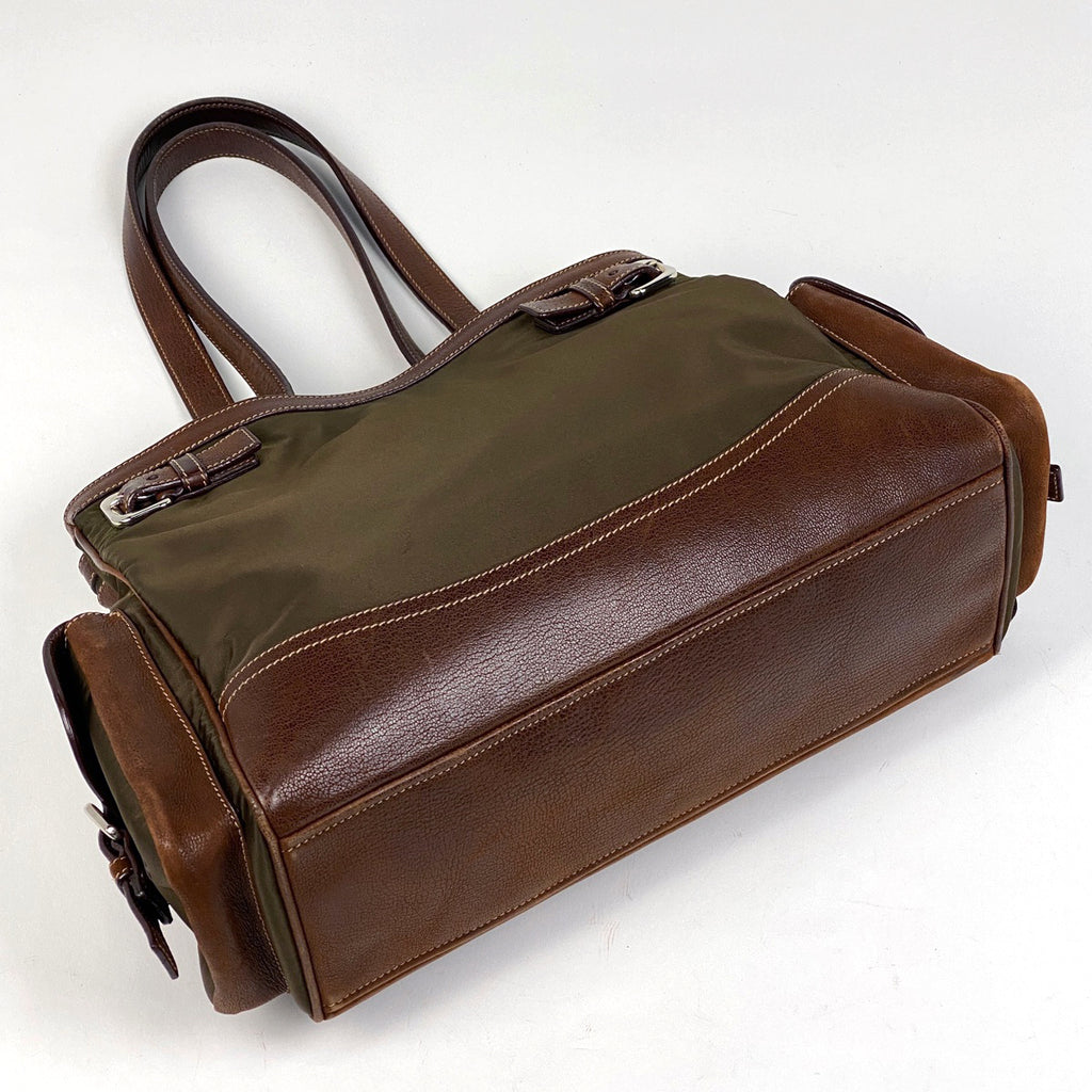 プラダ ロゴプレート トートバッグ ショルダーバッグ トートバッグ ナイロン ブラウン レディース 【中古】brbag