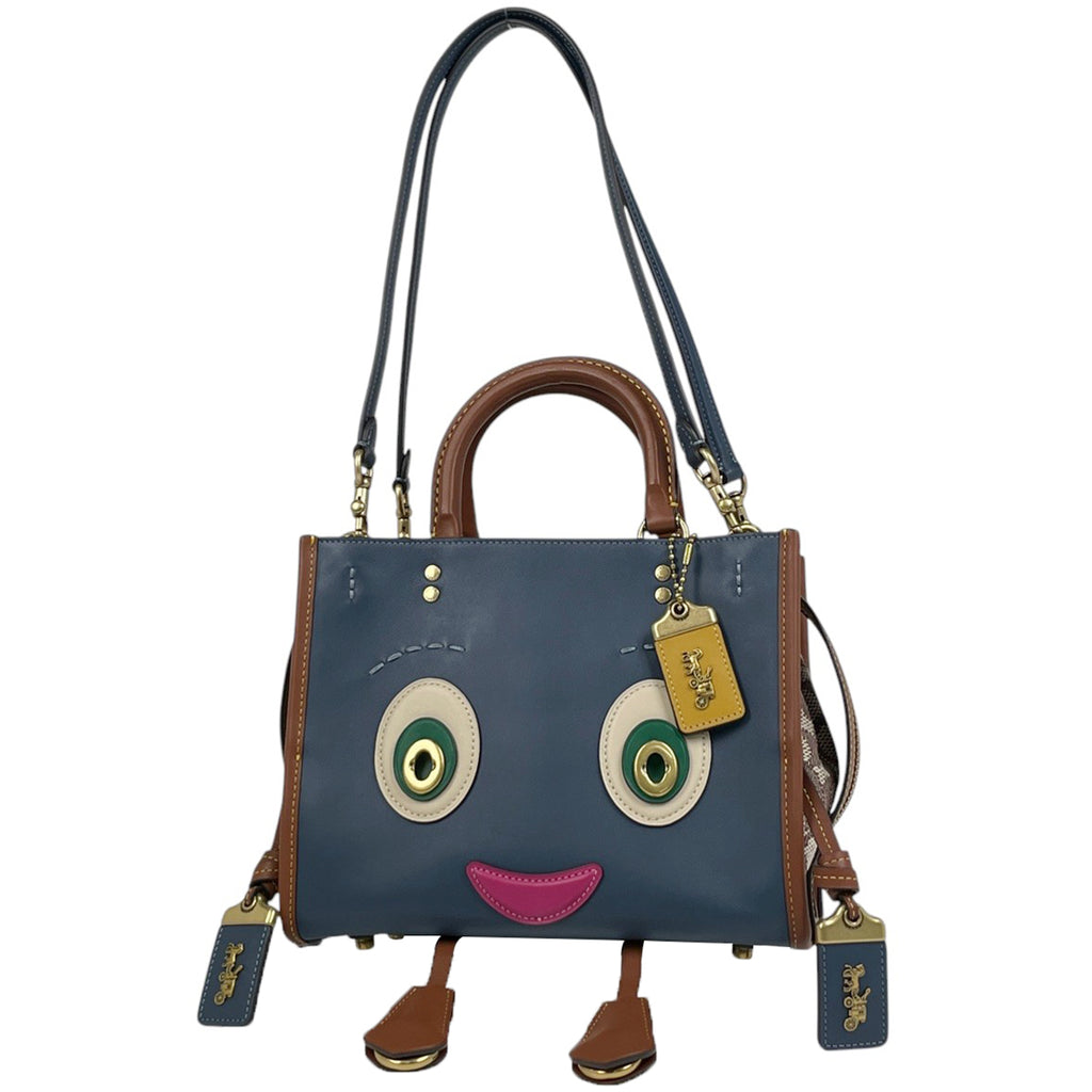 コーチ ローグ 25 スパーキー 2WAY ショルダーバッグ コーチーズ ハンドバッグ レザー ブルー ブラウン CC398 レディース 【中古】brbag