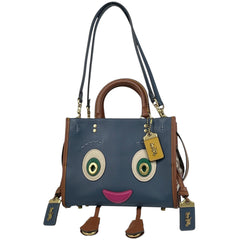 コーチ ローグ 25 スパーキー 2WAY ショルダーバッグ コーチーズ ハンドバッグ レザー ブルー ブラウン CC398 レディース 【中古】brbag