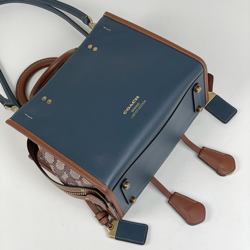 コーチ ローグ 25 スパーキー 2WAY ショルダーバッグ コーチーズ ハンドバッグ レザー ブルー ブラウン CC398 レディース 【中古】brbag