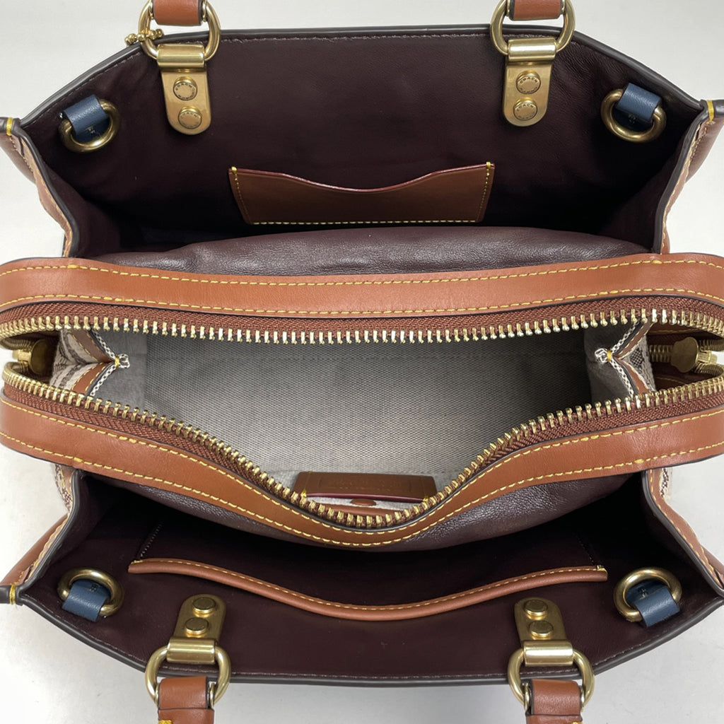 コーチ ローグ 25 スパーキー 2WAY ショルダーバッグ コーチーズ ハンドバッグ レザー ブルー ブラウン CC398 レディース 【中古】brbag