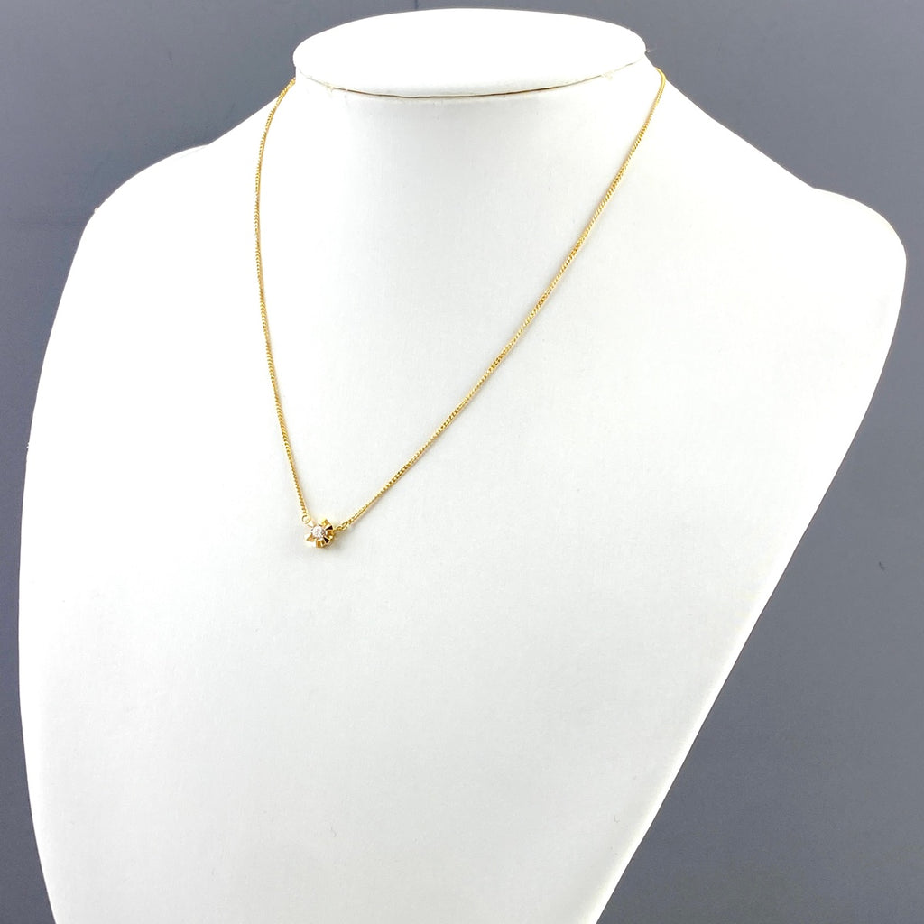 ダイヤモンド デザインネックレス YG イエローゴールド ペンダント ネックレス K18 ダイヤモンド レディース 【中古】nbjwl