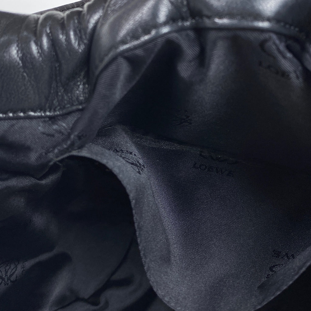 ロエベ アナグラム ハンドバッグ 手提げ 巾着型 ハンドバッグ レザー ブラック レディース 【中古】brbag