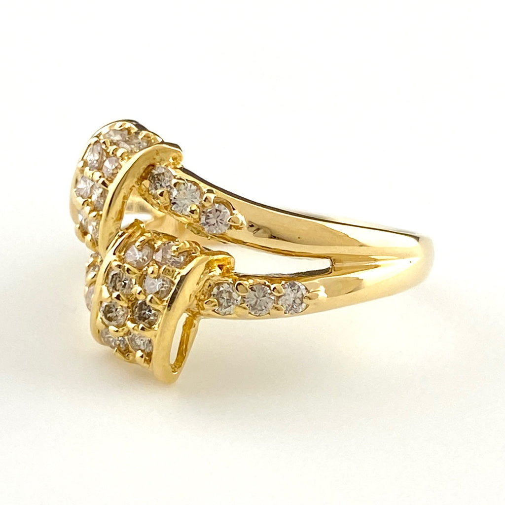 メレダイヤ デザインリング YG イエローゴールド 指輪 リング 10.5号 K18 ダイヤモンド レディース 【中古】nbjwl