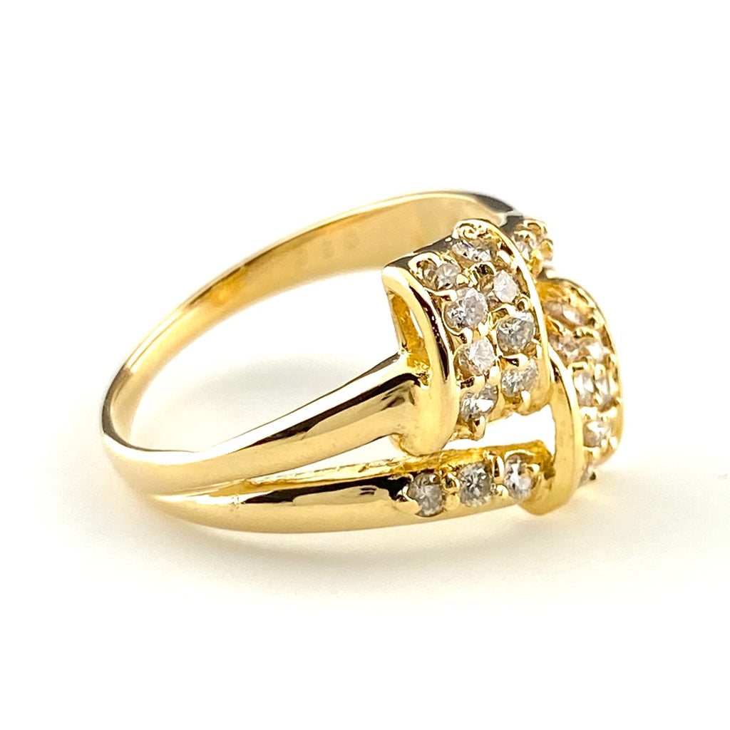 メレダイヤ デザインリング YG イエローゴールド 指輪 リング 10.5号 K18 ダイヤモンド レディース 【中古】nbjwl