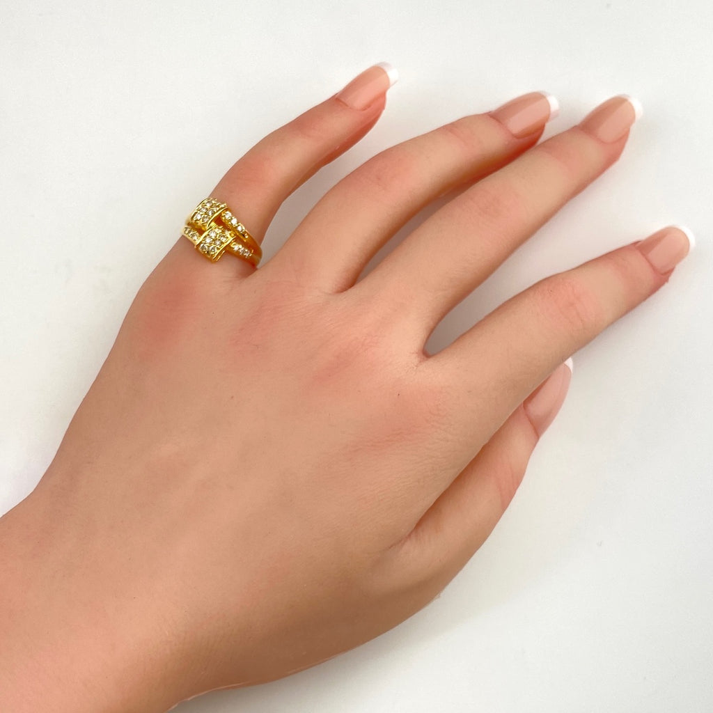 メレダイヤ デザインリング YG イエローゴールド 指輪 リング 10.5号 K18 ダイヤモンド レディース 【中古】nbjwl