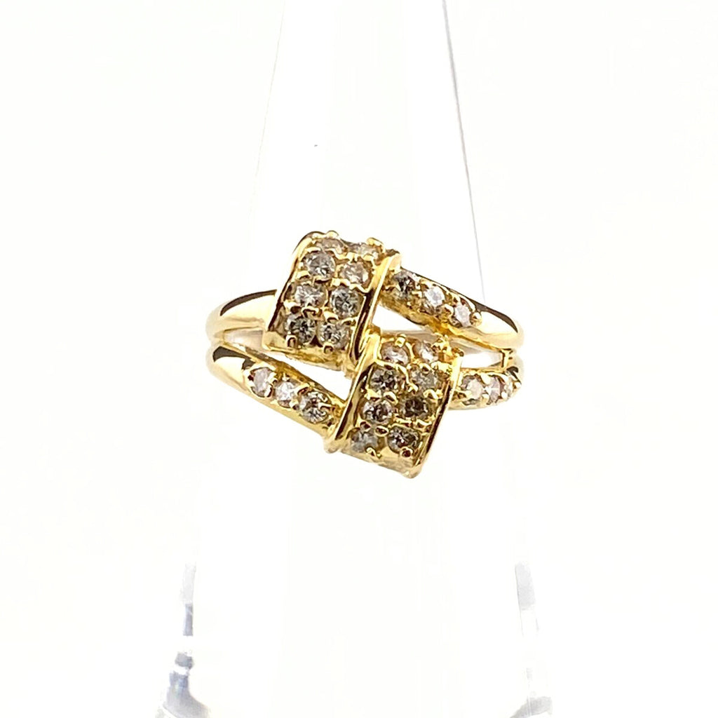 メレダイヤ デザインリング YG イエローゴールド 指輪 リング 10.5号 K18 ダイヤモンド レディース 【中古】nbjwl
