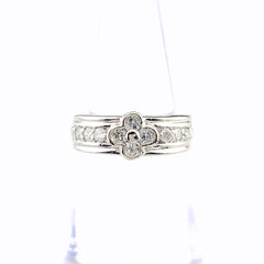 フラワーモチーフ デザインリング プラチナ 指輪 メレダイヤ 花 リング 10号 Pt900 ダイヤモンド レディース 【中古】nbjwl