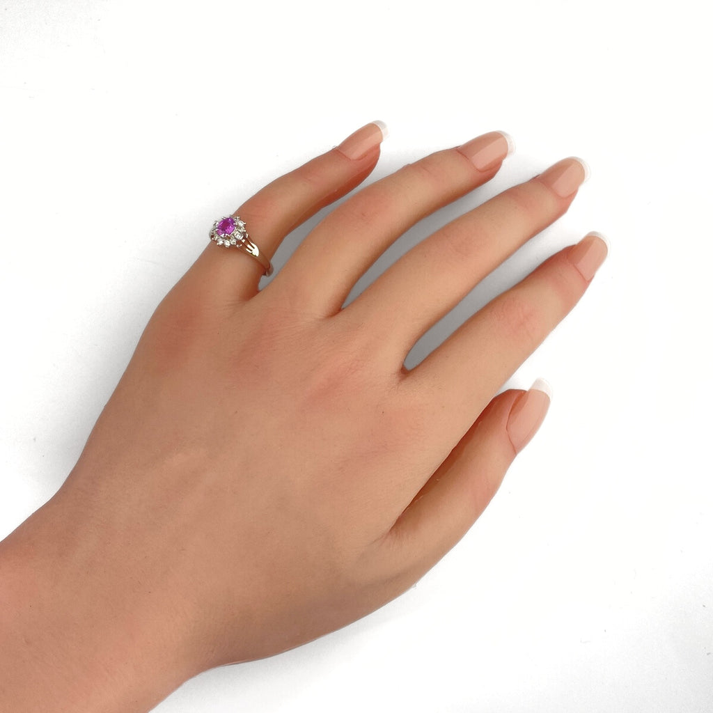 ピンクサファイア デザインリング プラチナ 指輪 メレダイヤ リング 12号 Pt850 ピンクサファイア ダイヤモンド レディース 【中古】nbjwl