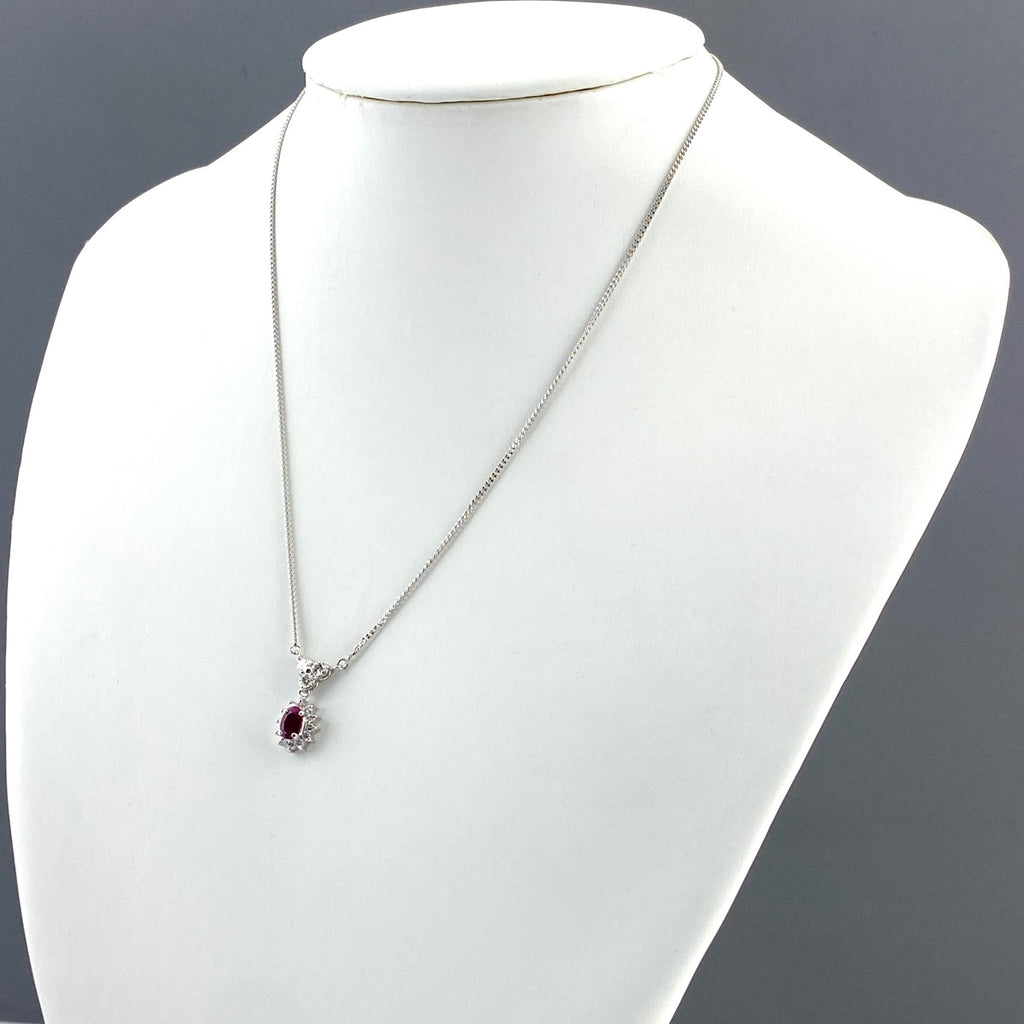 ルビー デザインネックレス プラチナ ペンダント メレダイヤ ネックレス Pt850 ルビー ダイヤモンド レディース 【中古】nbjwl